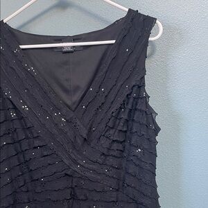 Black Tiered Sequin V-Neck Dress – RB Collection Style – Size 12